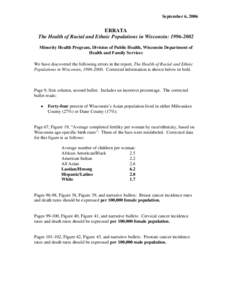 The Health of Racial and Ethnic Populations in Wisconsin: [removed]