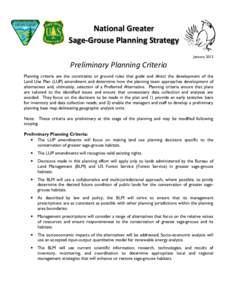 Conservation in the United States / Land management / Sage Grouse / Environmental law / Bureau of Land Management / Federal Land Policy and Management Act / Environmental impact assessment / Wilderness study area / Adaptive management / Environment / Grouse / Centrocercus