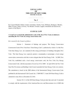 LOCAL LAWS OF THE CITY OF NEW YORK FOR THE YEAR 2011 ____________________________