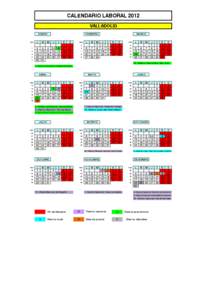 CALENDARIO LABORAL 2012 VALLADOLID ENERO Sem 1 2