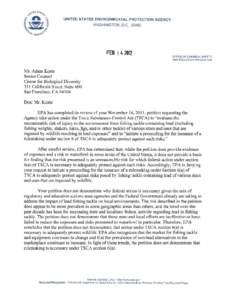 TSCA Lead Sinker Petition Response
