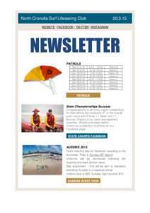North Cronulla Surf Lifesaving Club[removed]WEBSITE | FACEBOOK | TWITTER | INSTAGRAM