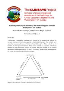 The CLIMSAVE Project Climate Change Integrated Assessment Methodology for Cross-Sectoral Adaptation and Vulnerability in Europe Summary of the report describing the methodology for scenario