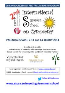 2nd ANNOUNCEMENT AND PRELIMINARY PROGRAM  VALENCIA (SPAIN), 7-11 and[removed]JULY 2014