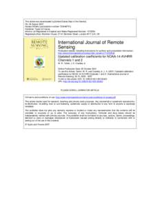 This article was downloaded by:[United States Dept of the Interior] On: 24 August 2007 Access Details: [subscription number[removed]Publisher: Taylor & Francis Informa Ltd Registered in England and Wales Registered Nu