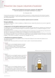 28  Prévention des risques industriels d’explosion Extraits du journal officiel des Communautés européennes: L23/61 DIRECTIVECE DU PARLEMENT EUROPEEN ET DU CONSEIL Du 16 décembre 1999