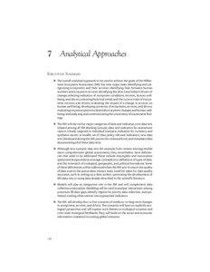 7 Analytical Approaches EXECUTIVE SUMMARY  The overall analytical approach to be used to achieve the goals of the Millen-