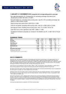 Generally Accepted Accounting Principles / Svenska Cellulosa Aktiebolaget / Fundamental analysis / Cash flow / TENA / Operating cash flow / Profit margin / Net profit / Accountancy / Finance / Business