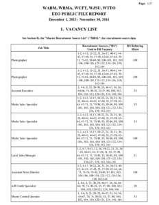 Page: 1/37  WABM, WBMA, WCFT, WJSU, WTTO EEO PUBLIC FILE REPORT December 1, November 30, 2014