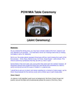 POW/MIA Table Ceremony  (Joint Ceremony)