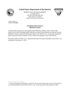 United States Department of the Interior BUREAU OF LAND MANAGEMENT Utah State Office 440 West 200 South, Suite 500 Salt Lake City, UT[removed]http://www.blm.gov/ut/st/en.html