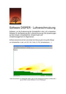 Software DISPER · Luftverschmutzung Software, um die Ausbreitung der Schadstoffe in der Luft zu bewerten. Software für die Bewertung der Luftverschmutzung: Die Auswirkungen