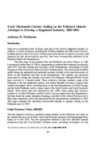 Early Nineteenth-Century Sealing on the Falkland Islands: Attempts to Develop a Regulated Industry, [removed]Anthony B. Dickinson