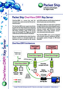 Packet Ship software technologies for digital media Packet Ship OverView:DRM Key Server OverView:DRM is a secure key vault for