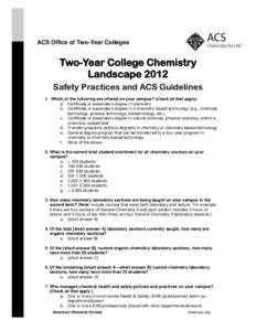 ACS Office of Two-Year Colleges  Two-Year College Chemistry Landscape 2012 Safety Practices and ACS Guidelines 1. Which of the following are offered on your campus? (check all that apply)