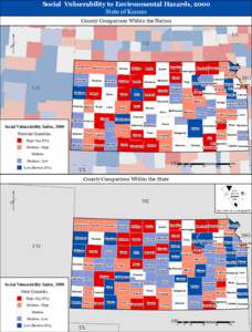 Social Vulnerability to Environmental Hazards, 2000 State of Kansas County Comparison Within the Nation 