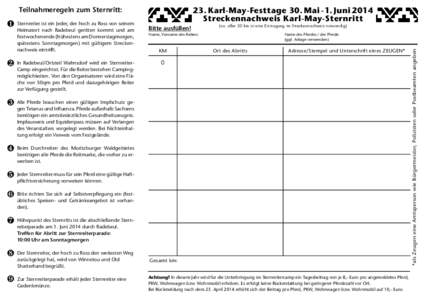 23. Karl-May-Festtage 30. Mai -1. Juni 2014 Streckennachweis Karl-May-Sternritt ❶  ❷