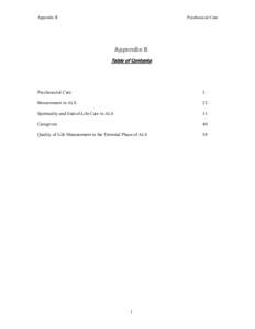 Appendix B  Psychosocial Care Appendix B Table of Contents