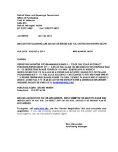 Detroit Water and Sewerage Department Office of Purchasing 9300 W. Jefferson Suite 213 Detroit, Michigan[removed]6483