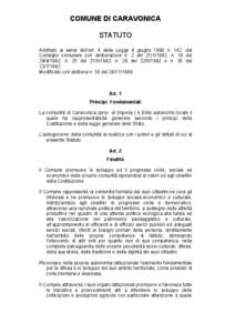 COMUNE DI CARAVONICA STATUTO Adottato ai sensi dell’art. 4 della Legge 8 giugno 1990 n. 142, dal