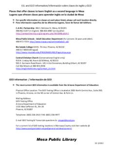 North Central Association of Colleges and Schools / Rio Salado College / General Educational Development / Mesa Public Schools / .az / Ged / Mesa /  Arizona / Geography of Arizona / Education / Arizona