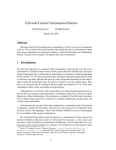 Call with Current Continuation Patterns Darrell Ferguson Dwight Deugo  