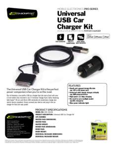 MOBILE ELECTRONICS PRO-SERIES  Universal USB Car Charger Kit