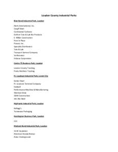 Loudon County Industrial Parks Blair Bend Industrial Park, Loudon Aleris International, Inc. Cargill Steel Continental Carbonic DuPont Tate & Lyle Bio-Products