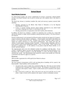 Community Unit School District No. 1  2:125 School Board Board Member Expenses