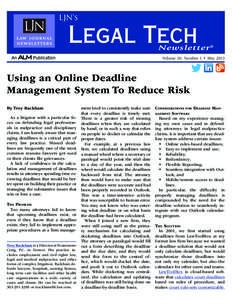 LJN’s  Legal Tech Newsletter ® Volume 30, Number 1 • May 2013