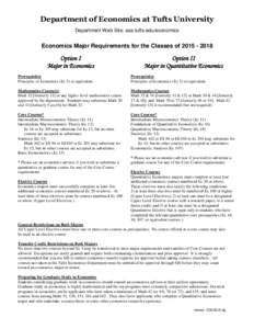 Department of Economics at Tufts University Department Web Site: ase.tufts.edu/economics Economics Major Requirements for the Classes ofOption I