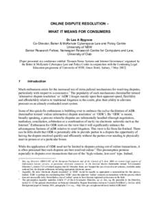 Online dispute resolution / Business / Legal terms / Information technology management / Electronic commerce / Alternative dispute resolution / Mediation / Arbitration / Consumer protection / Dispute resolution / Marketing / Law