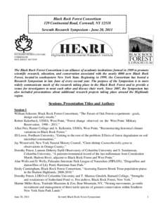 Black Rock Forest Consortium 129 Continental Road, Cornwall, NY[removed]Seventh Research Symposium - June 20, 2011 PALISADES INTERSTATE PARK COMMISSION