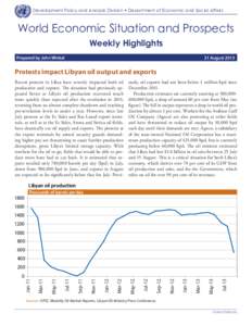 Development Policy and Analysis Division w Department of Economic and Social Affairs  World Economic Situation and Prospects Weekly Highlights Prepared by John Winkel