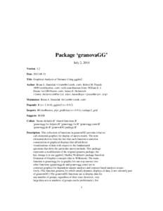 Package ‘granovaGG’ July 2, 2014 Version 1.2 Date 2012-08-31 Title Graphical Analysis of Variance Using ggplot2 Author Brian A. Danielak <itsme@briandk.com>, Robert M. Pruzek