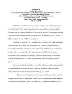 USEPA: OCIR: Statement of George Gray, Assistant Administrator U.S. Environmental Protection Agency on March 14, 2007