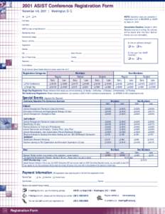 2001 ASIST Conference Registration Form November 4-8, 2001 | Washington, D. C. Title: ❑