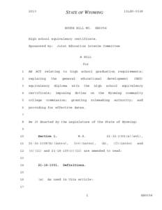 2013 General Session - Introduced Version - HB0054 - High school equivalency certificate.