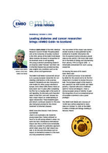 embo  press release Heidelberg | October 6, 2005