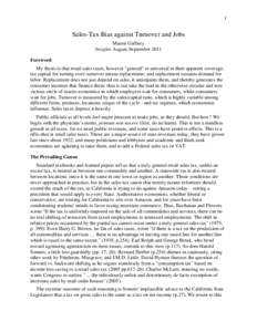 1  Sales-Tax Bias against Turnover and Jobs Mason Gaffney Insights August-September 2011 Foreword