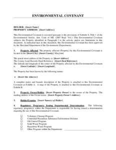 Microsoft Word - Environmental Covenant Template 0910.doc