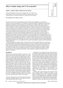 Eﬀects of climate change and UV-B on materials † Anthony L. Andrady,a Halim S. Hamid b and Ayako Torikai c a Research Triangle Institute, Research Triangle Park, NC 27709, U.S.A. King Fahd University of Petroleum and