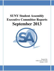 SUNY Student Assembly Executive Committee Reports September[removed]Prepared By: