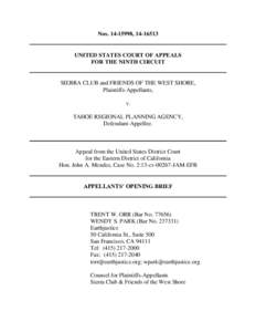 Nos, UNITED STATES COURT OF APPEALS FOR THE NINTH CIRCUIT  SIERRA CLUB and FRIENDS OF THE WEST SHORE,