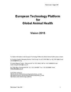 Final version 7 August[removed]European Technology Platform for Global Animal Health Vision 2015
