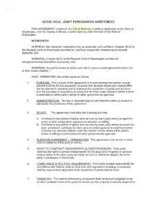 INTERLOCAL JOINT PURCHASING AGREEMENT THIS AGREEMENT is between the City of Bellevue, a political subdivision of the State of Washington, and the County of Mason, a public agency under the laws of the State of Washington