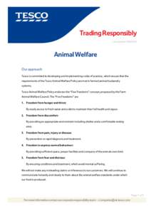 Biology / Science / Tesco / Five freedoms / Animal testing / Corporate social responsibility / Animal Welfare Institute / Criticism of Tesco / Animal rights / Animal cruelty / Animal welfare