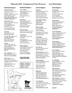 Minnesota DNR - Ecological and Water Resources  Area Hydrologists Northwest Region 1