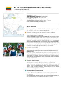 EU enlargement contribution for Lithuania 71 Million francs Population: 3.2 million Swiss imports from Lithuania: 47.3 million francs Swiss exports to Lithuania: 133 million francs