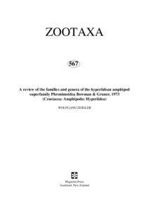 ZOOTAXA 567 A review of the families and genera of the hyperiidean amphipod superfamily Phronimoidea Bowman & Gruner, 1973 (Crustacea: Amphipoda: Hyperiidea)